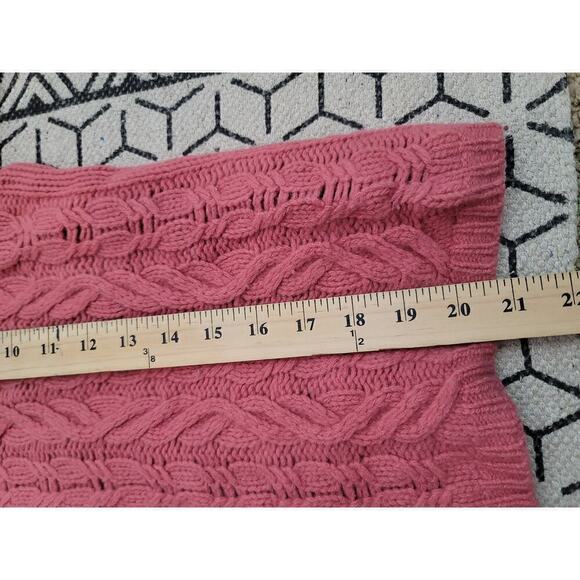 SUNDANCE MERINO WOOL CABLE KNIT  CARDIGAN SWEATER IN ROSE PINK, SZ MEDIUM - Picture 9 of 10